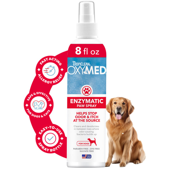 Tropiclean OxyMed Enzymatic Paw Odor & Itch Spray, 8-oz