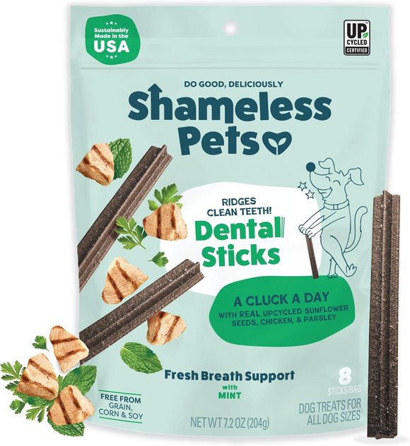 Shameless Pets A Cluck A Day Dental Sticks Treats For Dogs (7.2 oz) - All Dog Dental Care 1