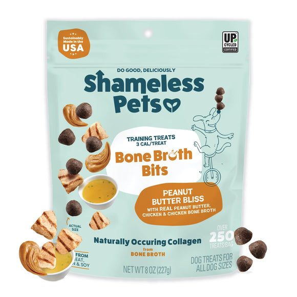 Shameless Pets Bone Broth Bits Peanut Butter Bliss Training Treats For Dogs (8 oz) - Training Dog Treats 1