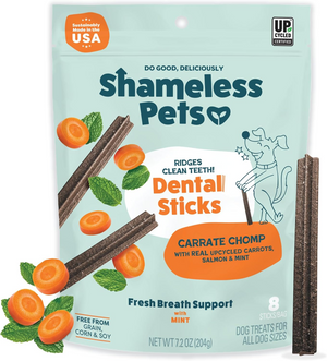 Shameless Pets Carrate Chomp Dental Sticks Treats For Dogs (7.2 oz) - All Dog Dental Care 1
