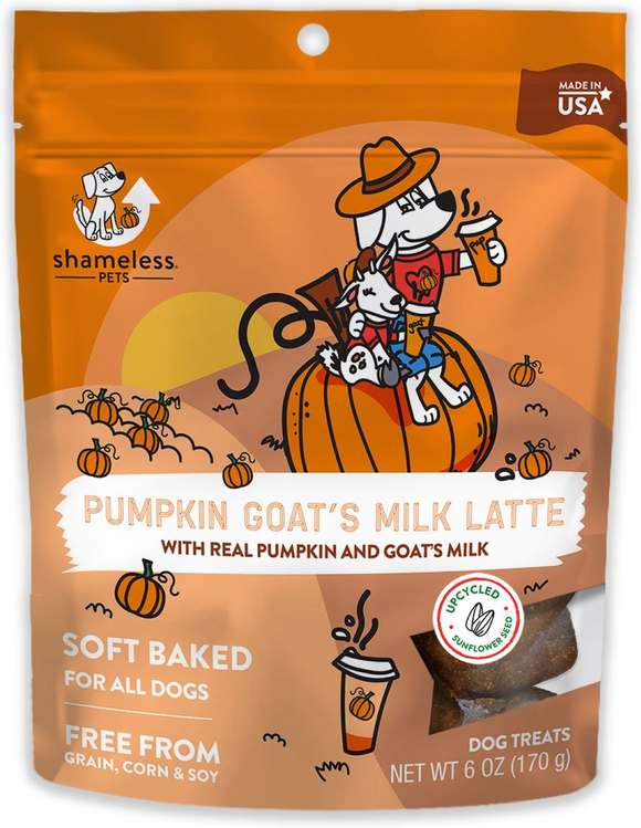 Shameless Pets Pumpkin Goat’s Milk Latte Soft Baked Treats For Dogs (6 oz) - Dog Treats 1