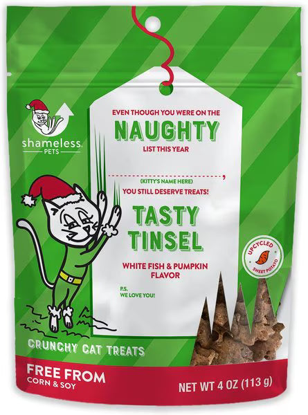 Shamless Pets Naughty Tasty Tinsel Pumpkin & Fish Crunchy Cat Treats (4 oz) - Cat Treats 1