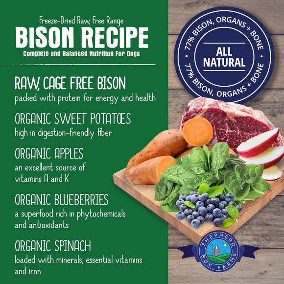 Shepherd Boy Farms Bison Recipe Freeze Dried Dog Food (14 oz) - Freeze-Dried Dog Food 3