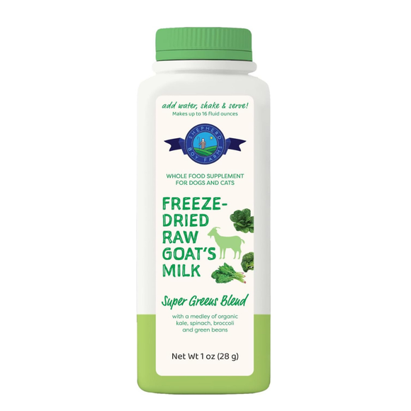 Shepherd Boy Farms Freeze Dried Raw Goat’s Milk - Super Greens Blend / Makes 16 oz - Freeze-Dried Cat Food 18