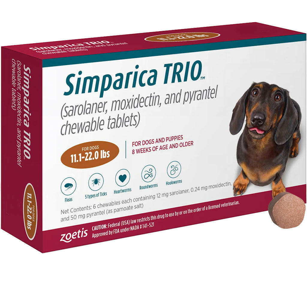 Zoetis Simparica Trio for Dogs 11.1-22.0 lbs