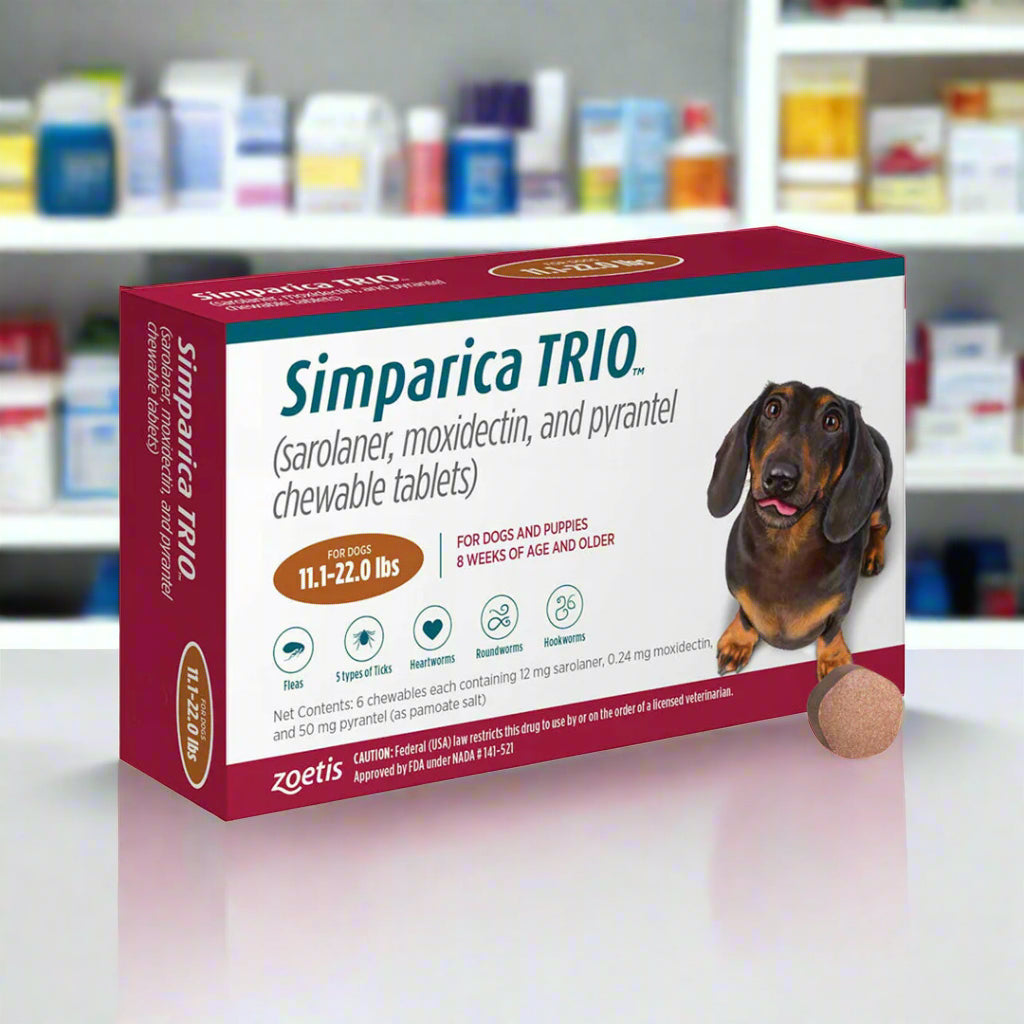 Simparica Trio Flea & Tick Tablet for Small Dogs, 11.1-22.0 lbs