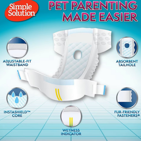 Simple Solution Disposable Female Dog Diapers (12 pack) - Dog Diapers 16