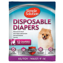 Simple Solution Disposable Female Dog Diapers (12 pack) - X-Small (9-14’’ waist) - Dog Diapers 12