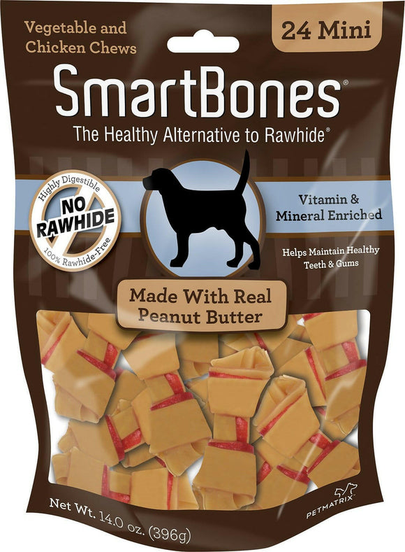 SmartBones Peanut Butter Chew Bones (24 mini bones)