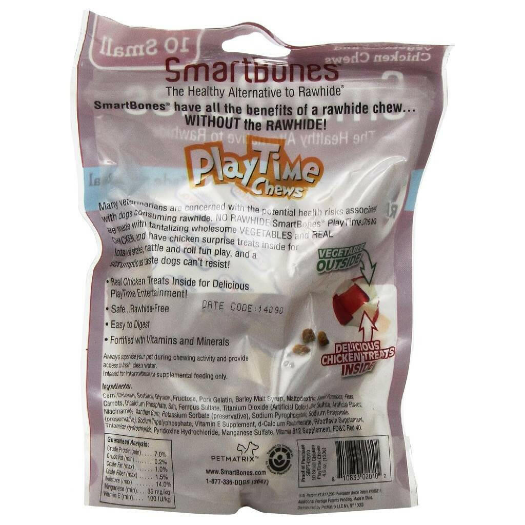SmartBones PlayTime Chews Chicken Dog Treats (10 small