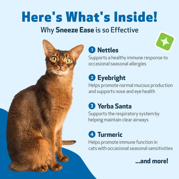 Sneeze Ease - Occasional Seasonal Allergy Support for Cats - Cat Supplements & Vitamins 7