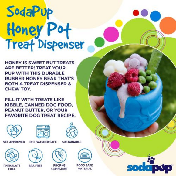 SodaPup Honey Pot Pup-X Durable Rubber Treat Dispenser Toy - Treat Dispensers Chew Toys 3