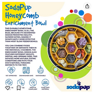 SodaPup Honeycomb Enrichment Slow Feeder eBowl for Dogs (8’’) - Pet Bowls Feeders & Waterers 2