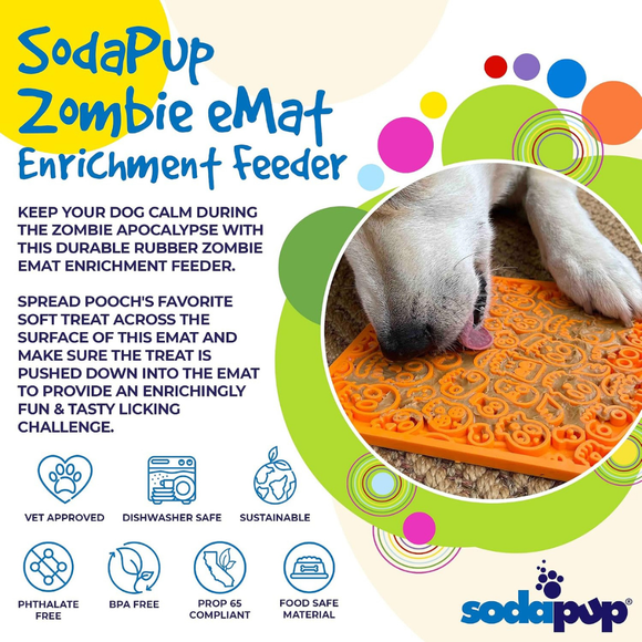 SodaPup TPE Emat Zombie Orange Lick Mat - Dog Toy 4