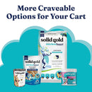 Solid Gold pet food products on a blue background with text 'More Craveable Options for Your Cart'.