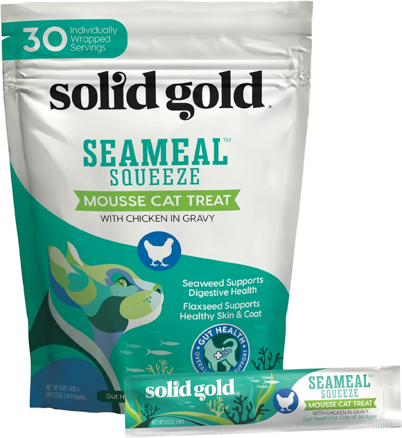 Solid Gold SeaMeal Squeeze Chicken in Gravy Mousse Lickable Cat Treat - 0.5 oz-pack of 30 - Cat Treats 8