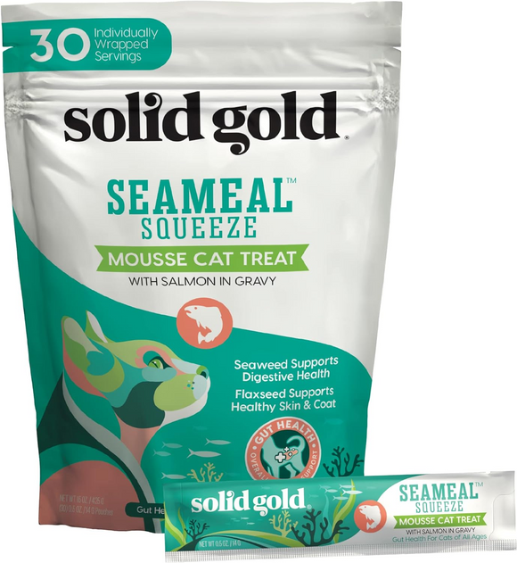 Solid Gold SeaMeal Squeeze Salmon in Gravy Mousse Lickable Cat Treat - 0.5 oz tube- pack of 30 - Cat Treats 7