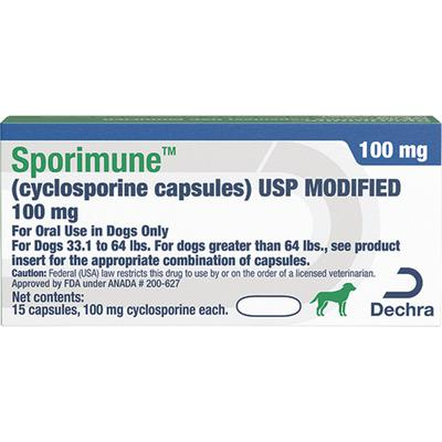 Sporimune (Cyclosporine) USP Modified 100mg (15 capsules) - Dog Allergy Medications & Antihistamines 1