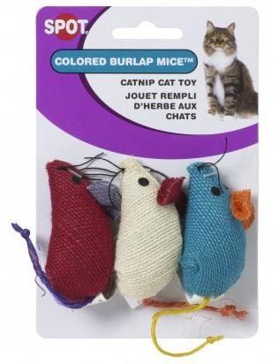 Spot Burlap Mice Catnip Toy Assorted 3’’ 3-pack - Cat Toys 1