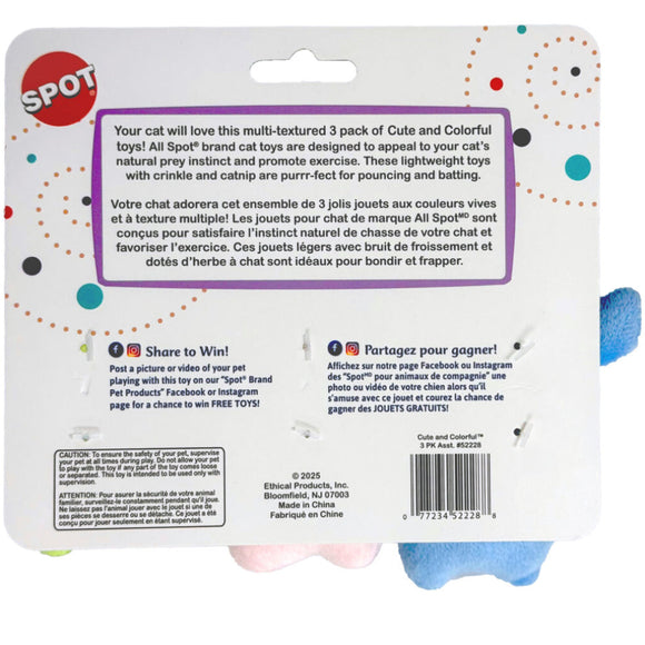 Spot Cute and Colorful Crinkly Catnip Cat Toys (3 pack)