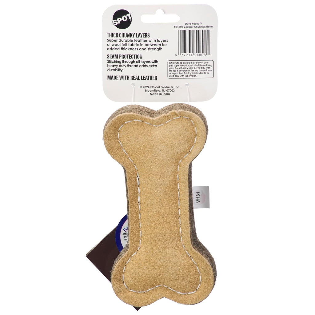 dog chew toys heavy duty Spot Dura Fused Leather Chunky Bone Dog Toy
