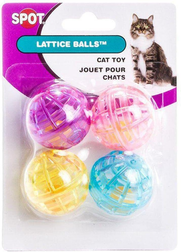 Spot Lattice Ball with Bell Cat Toy Multi-Color 4-pack - Cat Toys 3