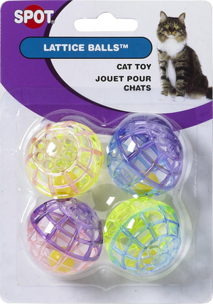 Spot Lattice Ball with Bell Cat Toy Multi-Color 4-pack - Cat Toys 1
