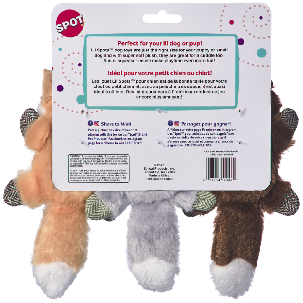 Spot Lil Spots Donut Crinkler 7in Dog Toy, Assorted