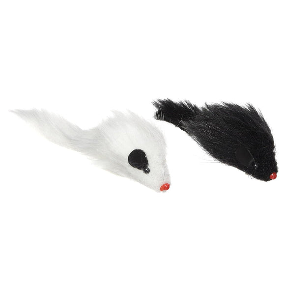 Spot Twin Plush Mice Rattle & Catnip Toy Black & White Twin Pack - Cat Toys 3