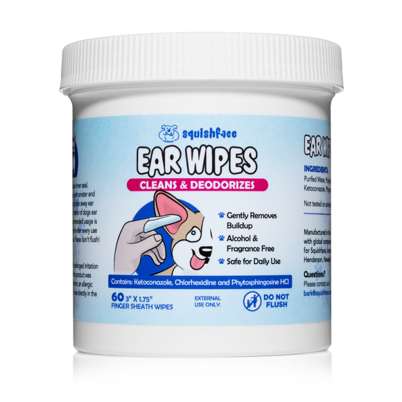 Squishface Cleaning & Deodorizing Ear Wipes For Dogs 