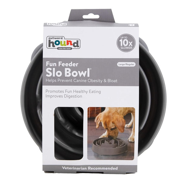 Outward Hound Fun Feeder Slo Bowl Slow Feeder Dog Bowl, Grey Drop