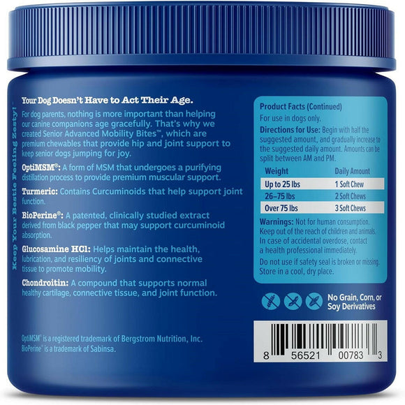 Zesty Paws Senior Advanced Mobility Bites Chicken Flavor Supplement For Dog (90 ct)