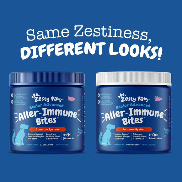 Zesty Paws Senior Advanced Allergy Immune Salmon Flavored Soft Chews Skin Support For Dog (90 ct)