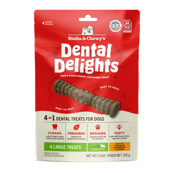 Stella & Chewy’s Dental Delights 4-in-1 Dental Treats for Dogs - Large / 4 ct - Dog Dental Chews & Treats 14