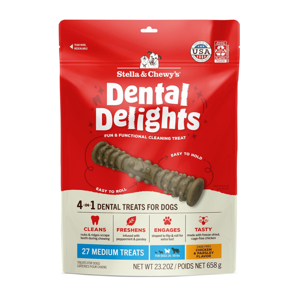 Stella & Chewy’s Dental Delights 4-in-1 Dental Treats for Dogs - Medium / 27 ct - Dog Dental Chews & Treats 13