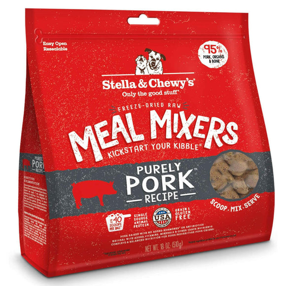 Stella & Chewy's Purely Pork Meal Mixers Freeze-Dried Raw Food Topper For Dogs (18 oz)