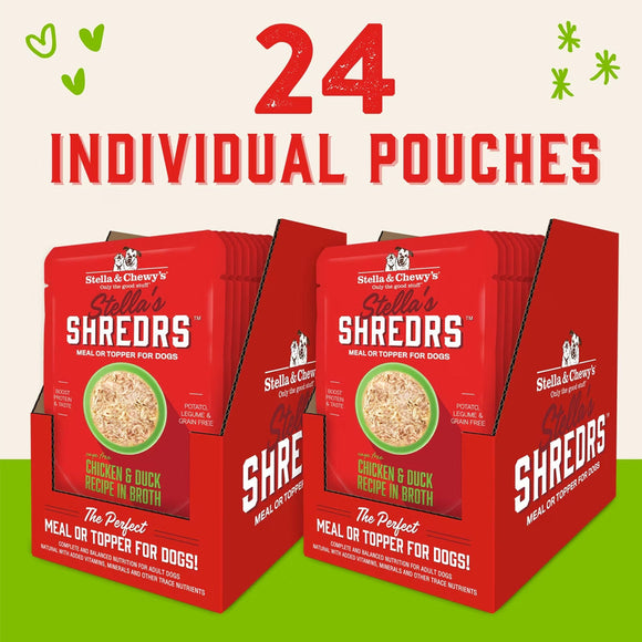 Stella & Chewy’s Shredrs Recipe in Broth Meal or Topper Wet Dog Food 2.8-oz case of 24 - Dog Food Toppers & Mixers 12