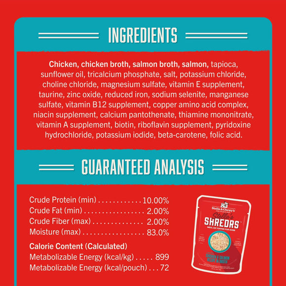 Stella & Chewy’s Shredrs Recipe in Broth Meal or Topper Wet Dog Food 2.8-oz case of 24 - Dog Food Toppers & Mixers 16