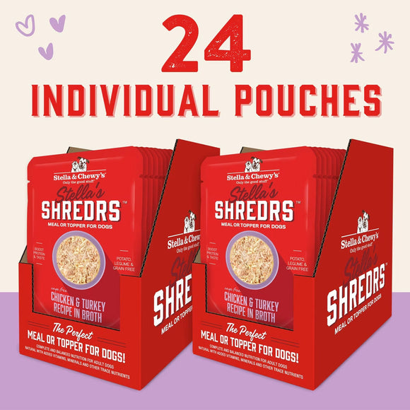 Stella & Chewy’s Shredrs Recipe in Broth Meal or Topper Wet Dog Food 2.8-oz case of 24 - Dog Food Toppers & Mixers 22