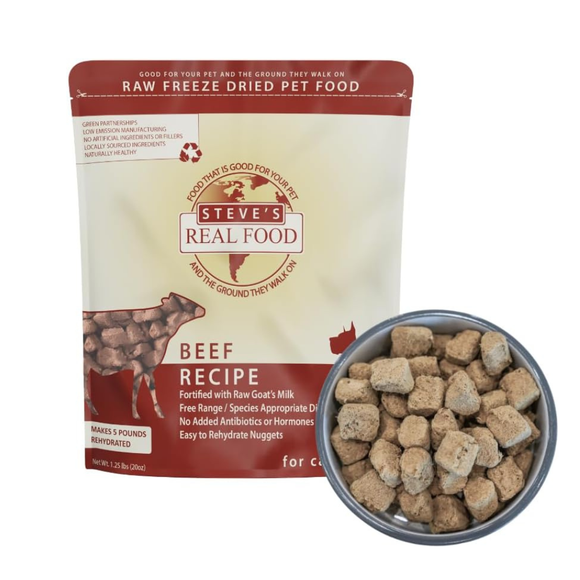 Steve’s Real Food Beef Recipe Freeze-Dried Pet Food for Cats & Dogs (1.25 lb) - Cat Food 9