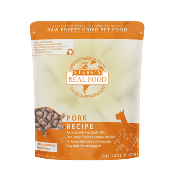 Steve’s Real Food Pork Recipe Freeze-Dried Pet Food for Cats & Dogs (1.25 lb) - Freeze-Dried Dog & Cat Food 1