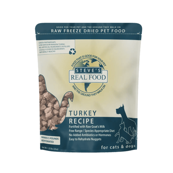 Steve’s Real Food Turkey Recipe Freeze-Dried Pet Food for Cats & Dogs (1.25 lb) - Freeze-Dried Dog & Cat Food 1