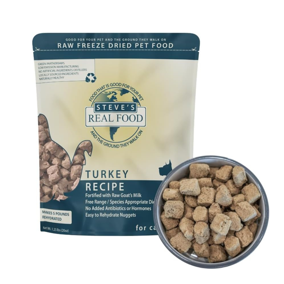 Steve’s Real Food Turkey Recipe Freeze-Dried Pet Food for Cats & Dogs (1.25 lb) - Freeze-Dried Dog & Cat Food 4