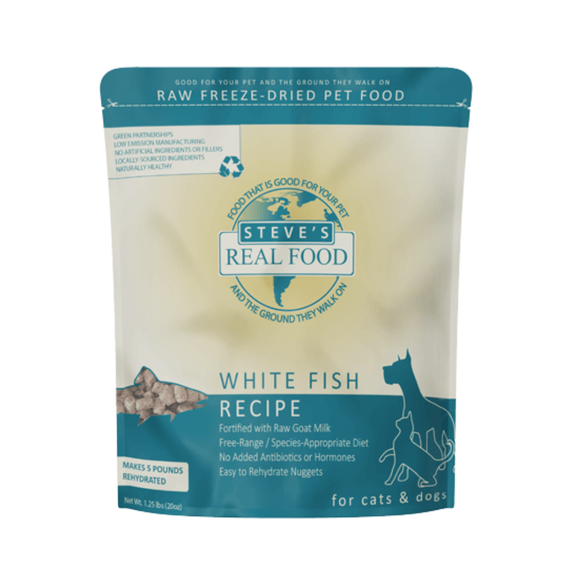 Steve’s Real Food White Fish Recipe Freeze-Dried Pet Food for Cats & Dogs (1.25 lb) - Freeze-Dried Dog & Cat Food 1