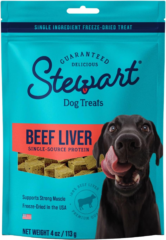Stewart Beef Liver Freeze-Dried Treats For Dogs - 4-oz pouch - Dog Treats 10