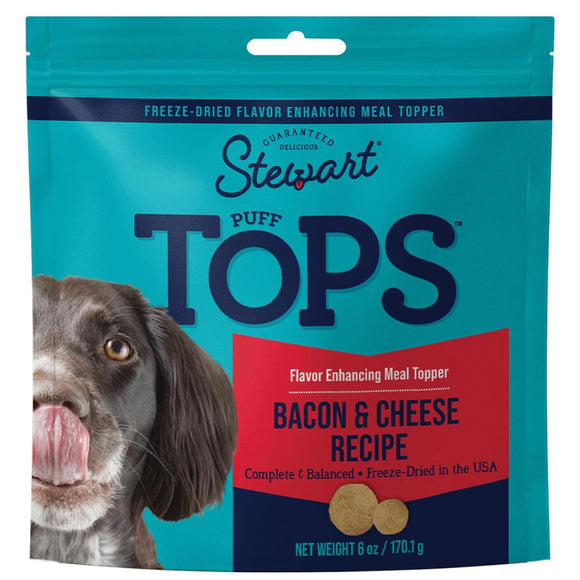 Stewart PuffTops Bacon & Cheese Freeze-Dried Food Topper for Dogs - 6-oz - Dog Food Toppers 8