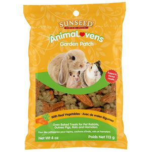 Sunseed AnimaLovens Garden Patch Oven Baked Treats for Rabbits Guinea Pigs Rats & Hamsters 4-oz - Small Animal Treats 1