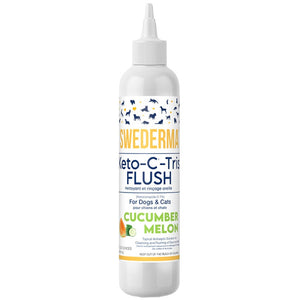 Swederm dog and cat flush bottle with label on a white background