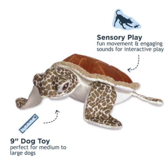 Tall Tails Animated Sea Turtle Plush Dog Toy with Moving Flippers - 9 inch