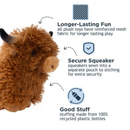 Tall Tails Plush Highland Cow Plush Squeaker Dog Toy - features